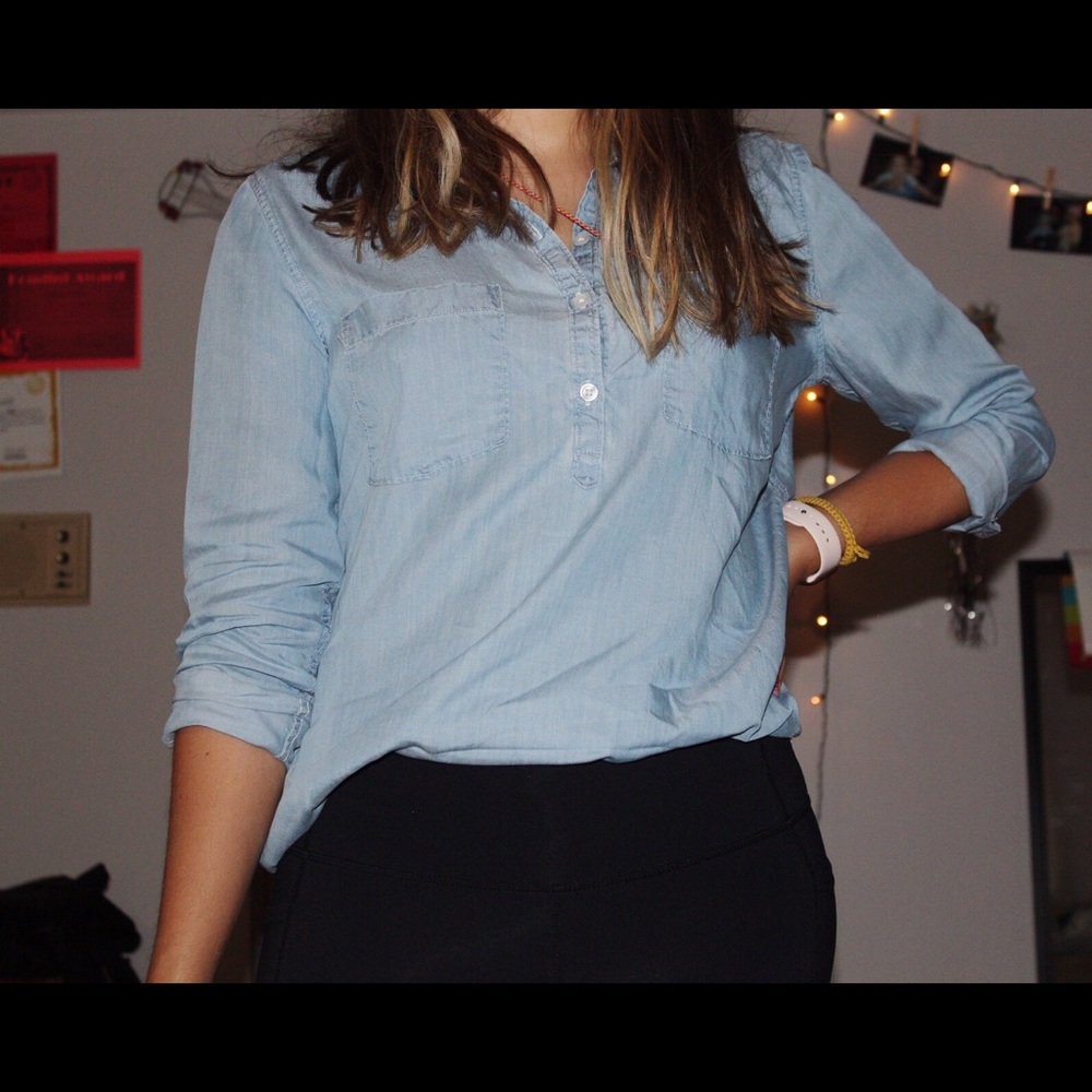 women’s long-sleeved false denim blouse !!